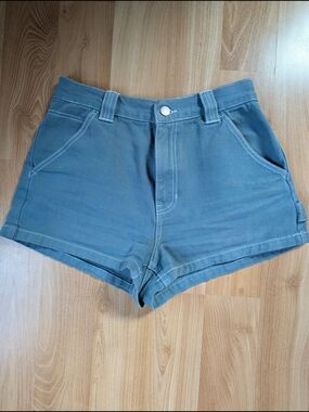 PacSun Green Carpenter Denim Shorts High Rise Utility Workwear Style Size 27